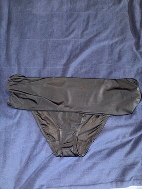 Lane Bryant Black Bandeau Bikini Bottoms with Fold-Over Waist